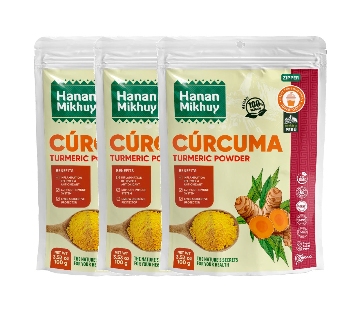 Hanan Mikhuy Turmeric Powder | Curcuma Molido | 3.5oz (100g)