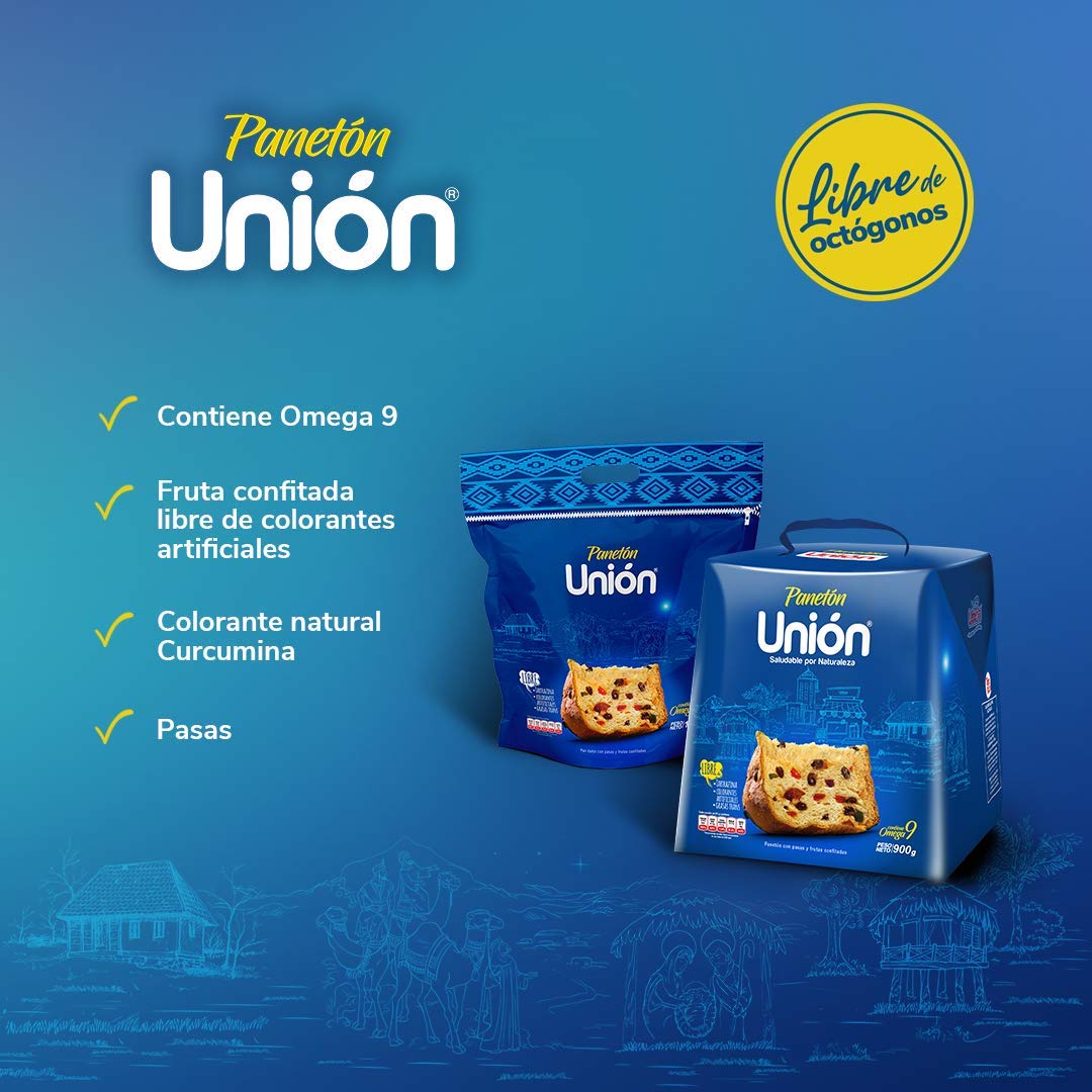 Paneton Union | Healthy Gourmet Peruvian Panettone | Christmas Fruit Cake with Super Food Curcumin, Raisins & Candied Fruits | 2 Lbs (900 g)