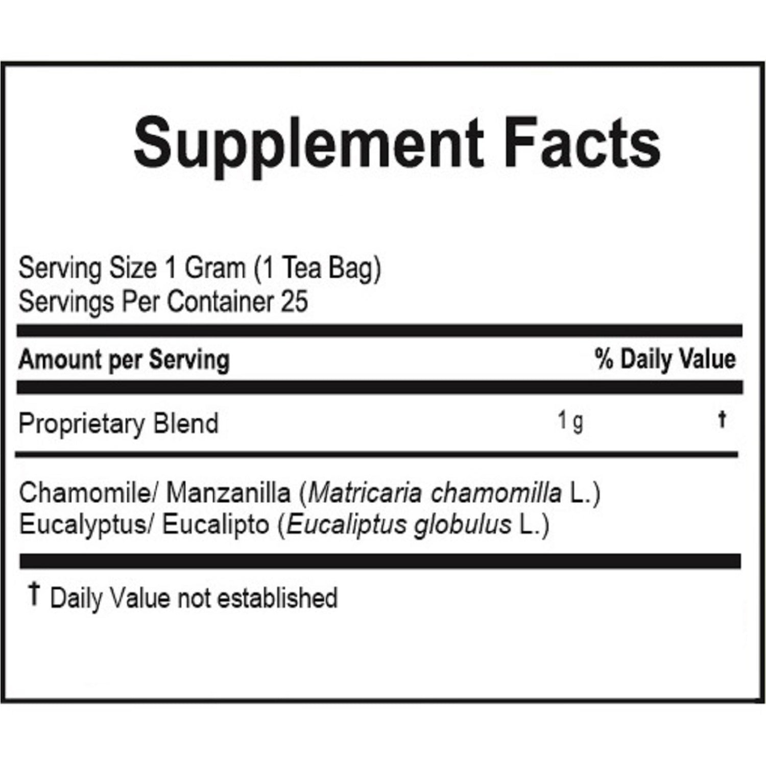 Chamomile with Eucalyptus Herbal Tea | Manzanilla con Eucalipto | 25 Teabags