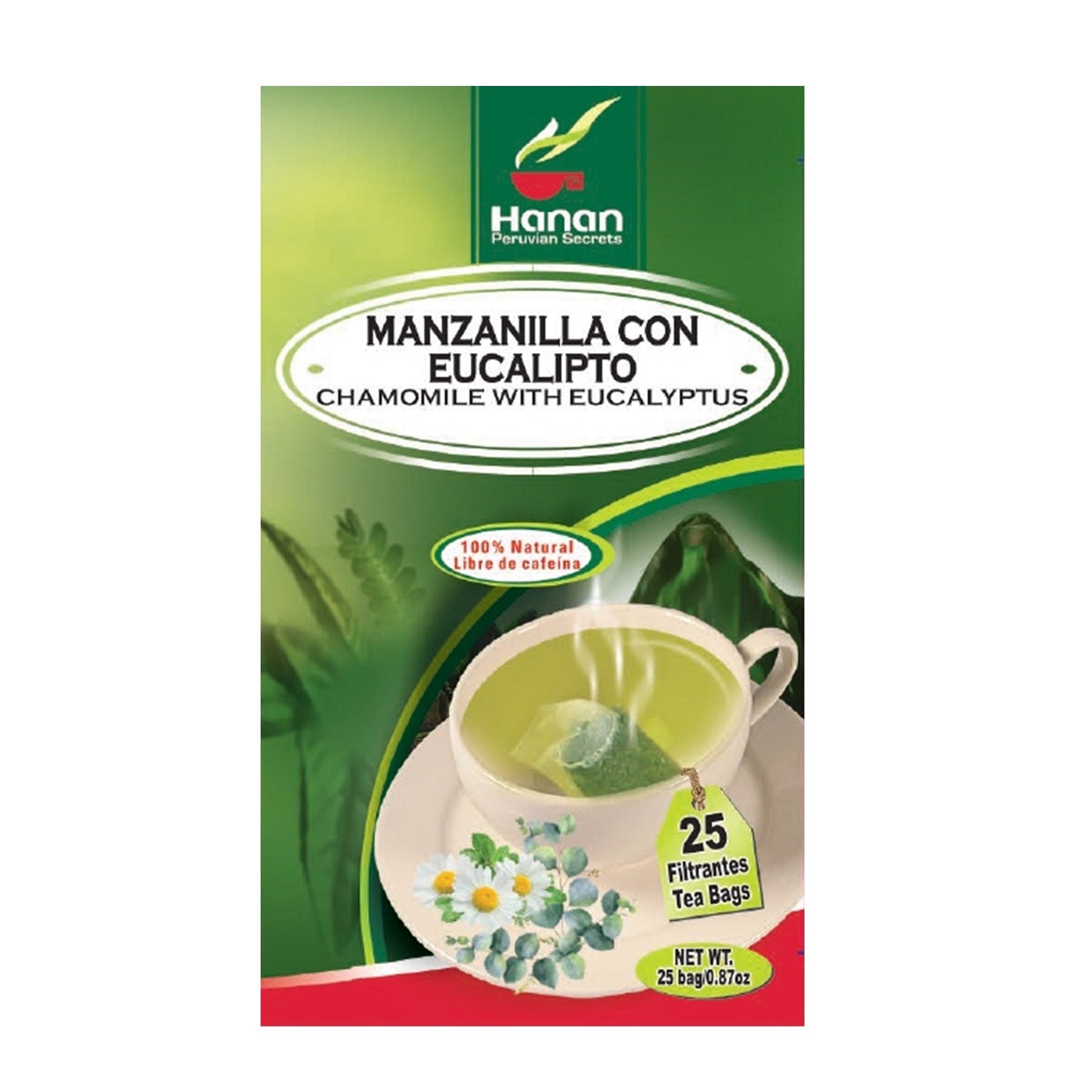 Chamomile with Eucalyptus Herbal Tea | Manzanilla con Eucalipto | 25 Teabags