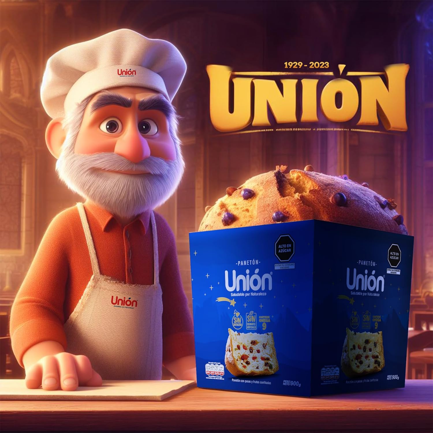 Paneton Union | Healthy Gourmet Peruvian Panettone | Christmas Fruit Cake with Super Food Curcumin, Raisins & Candied Fruits | 2 Lbs (900 g)