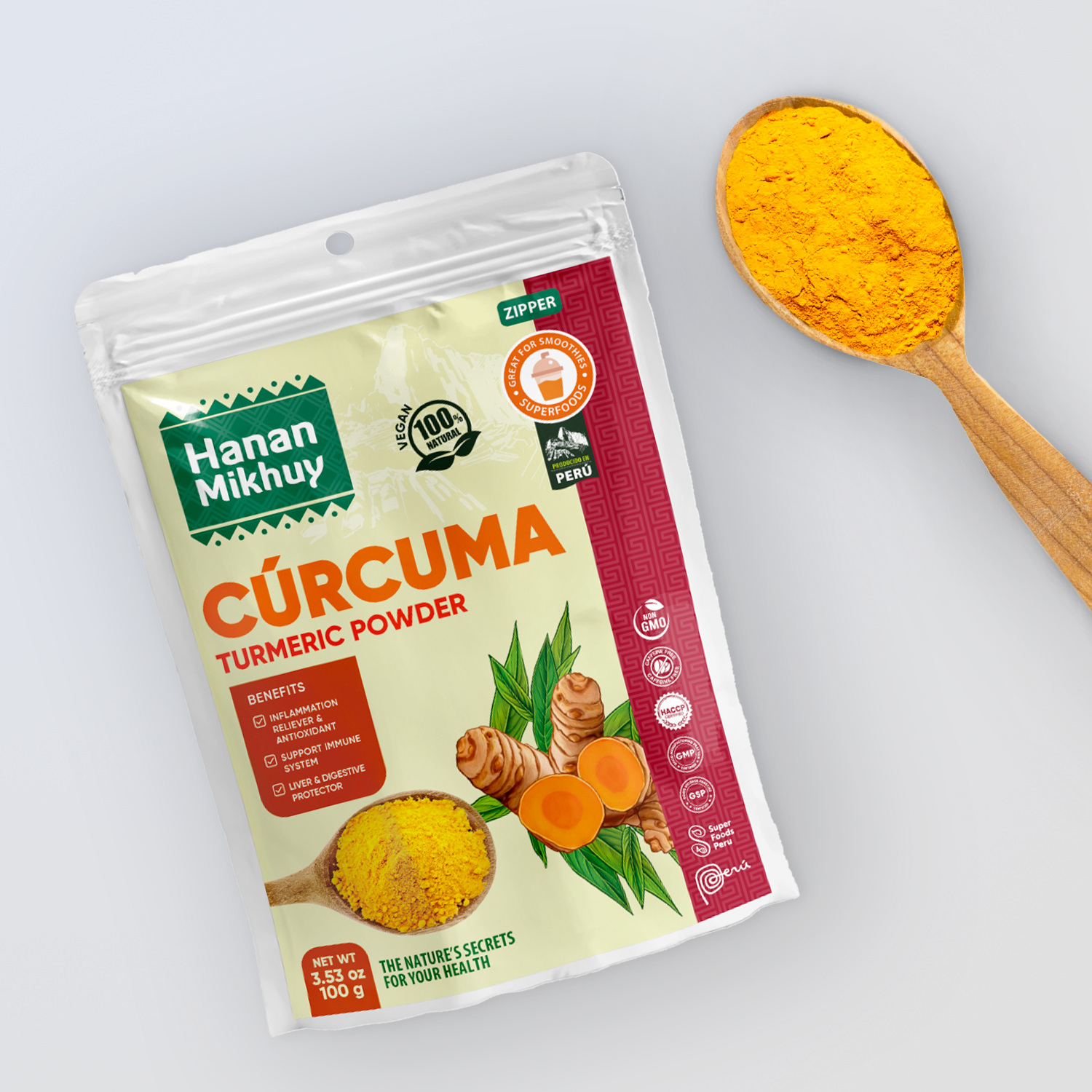 Hanan Mikhuy Turmeric Powder | Curcuma Molido | 3.5oz (100g)