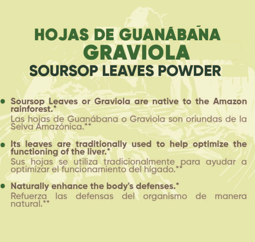 Hanan Mikhuy Soursop Leaf Powder | Hojas de Guanabana (Graviola) Molida | 3.5oz (100g)
