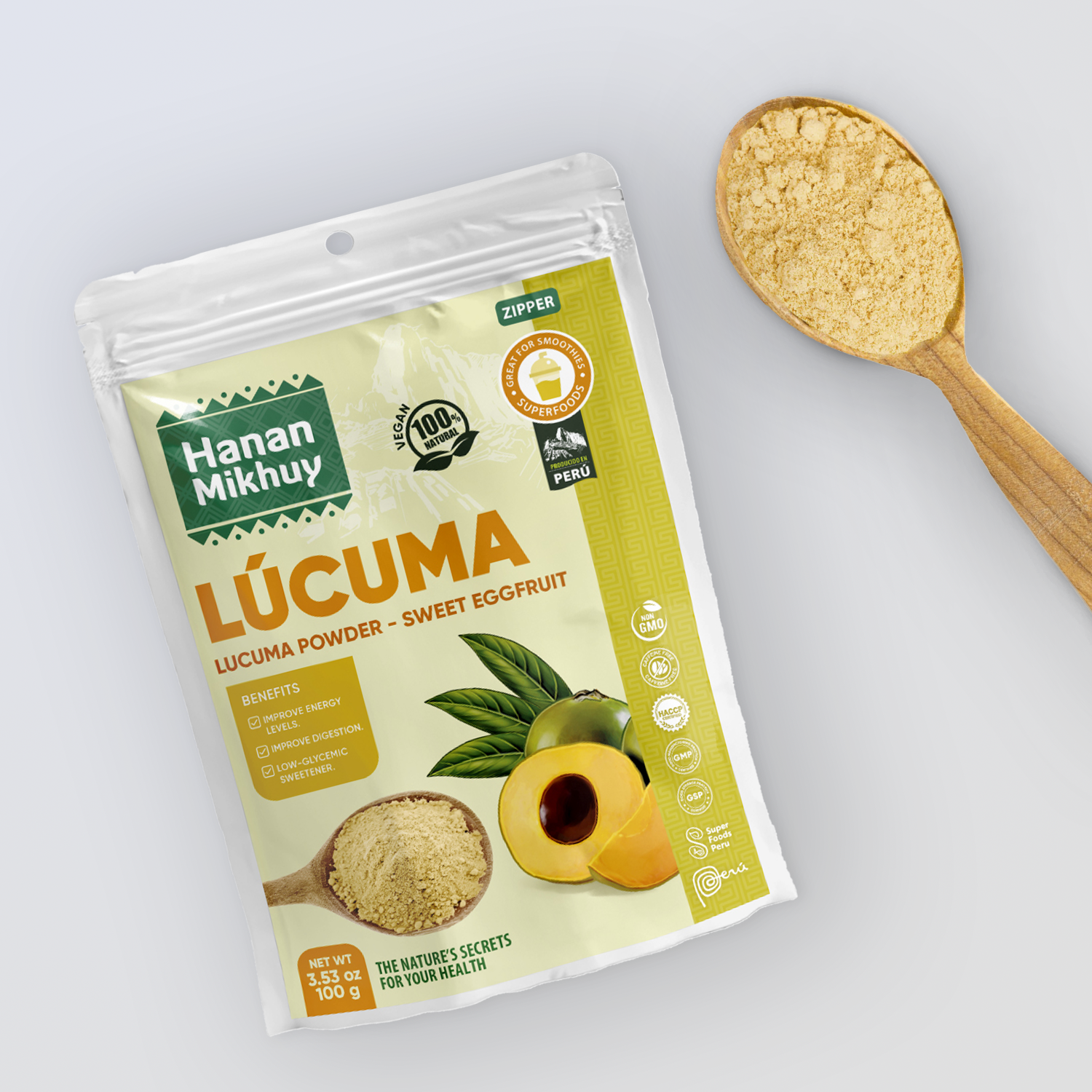 Hanan Mikhuy Eggfruit Sweet-Powder | Lucuma Molido Natutalmente Dulce | 3.5oz (100g)
