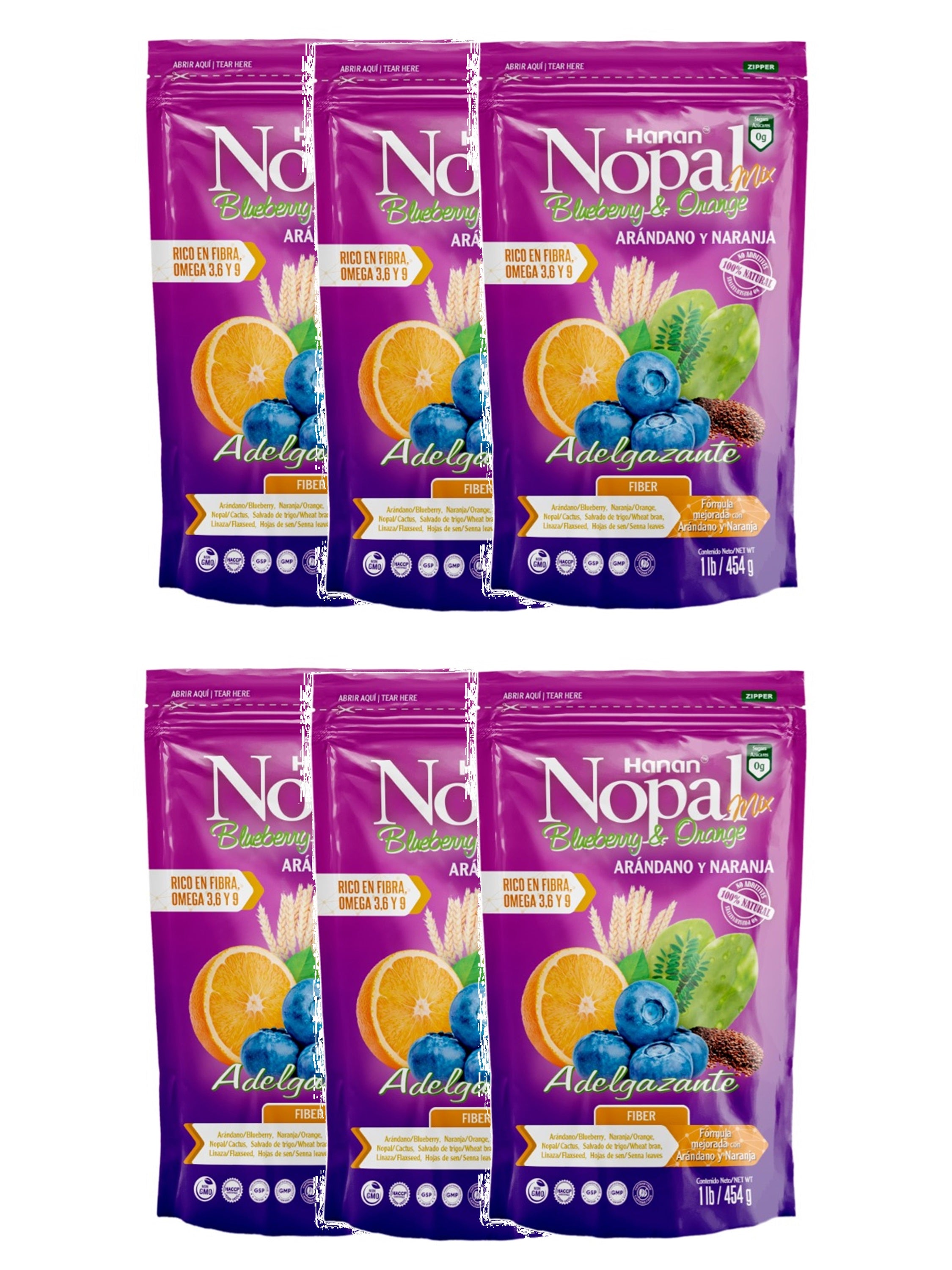 NOPALMIX BLUEBERRY ORANGE (Arandano con Naranja) Weight Control | 100% Natural High Fiber Blend | 1Lb (454g)