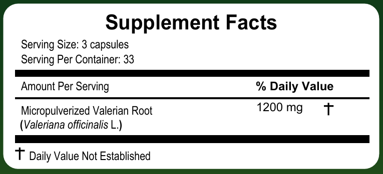 Valerian Root | Valeriana | 100 Capsules