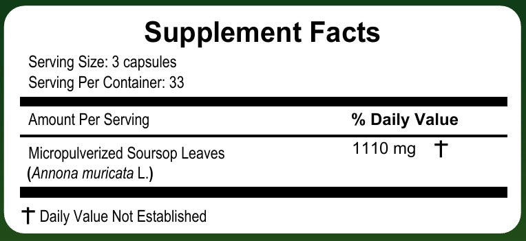 Soursop Leaves | Hojas De Guanabana - Graviola | 100 Capsules