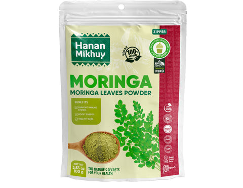 Hanan Mikhuy Moringa Oleifera Leaf Powder | Hojas de Moringa Molido | 3.5oz (100g)