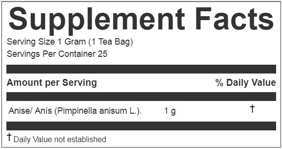 Anise Herbal Tea | Anis Plant | 25 Teabags