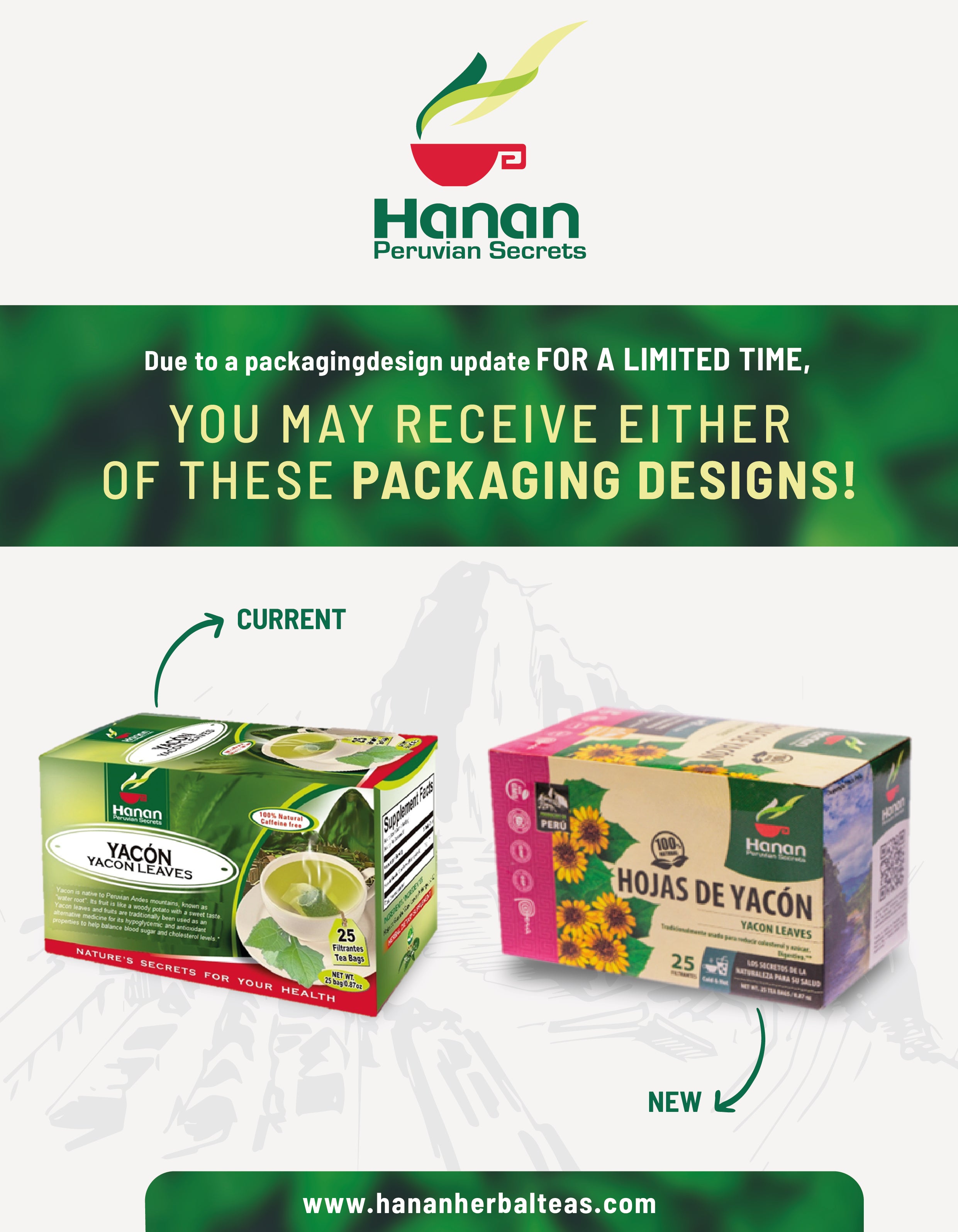 Yacon Leaves Herbal Tea | Hojas de Yacón | 25 Teabags