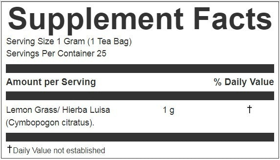 Lemon Grass Herbal Tea | Hierba Luisa - Te Limon | 25 Teabags