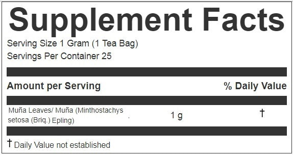 Andean Mint Leaves Herbal Tea | Te de Muña | 25 Teabags