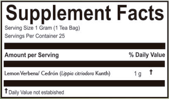 Lemon Verbena Herbal Tea | Cedron | 25 Teabags