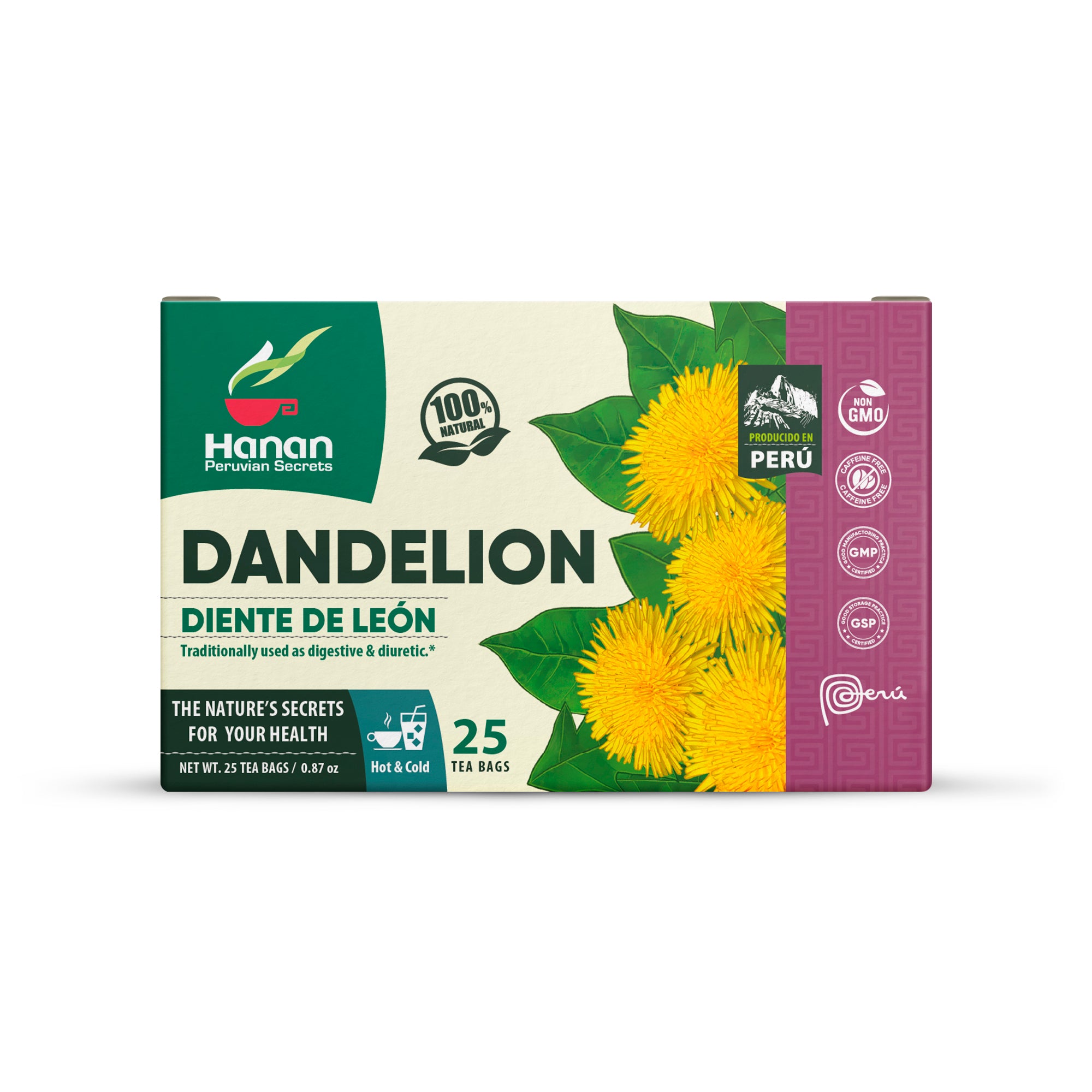 Dandelion Leaves Herbal Tea | Diente de Leon | 25 Teabags