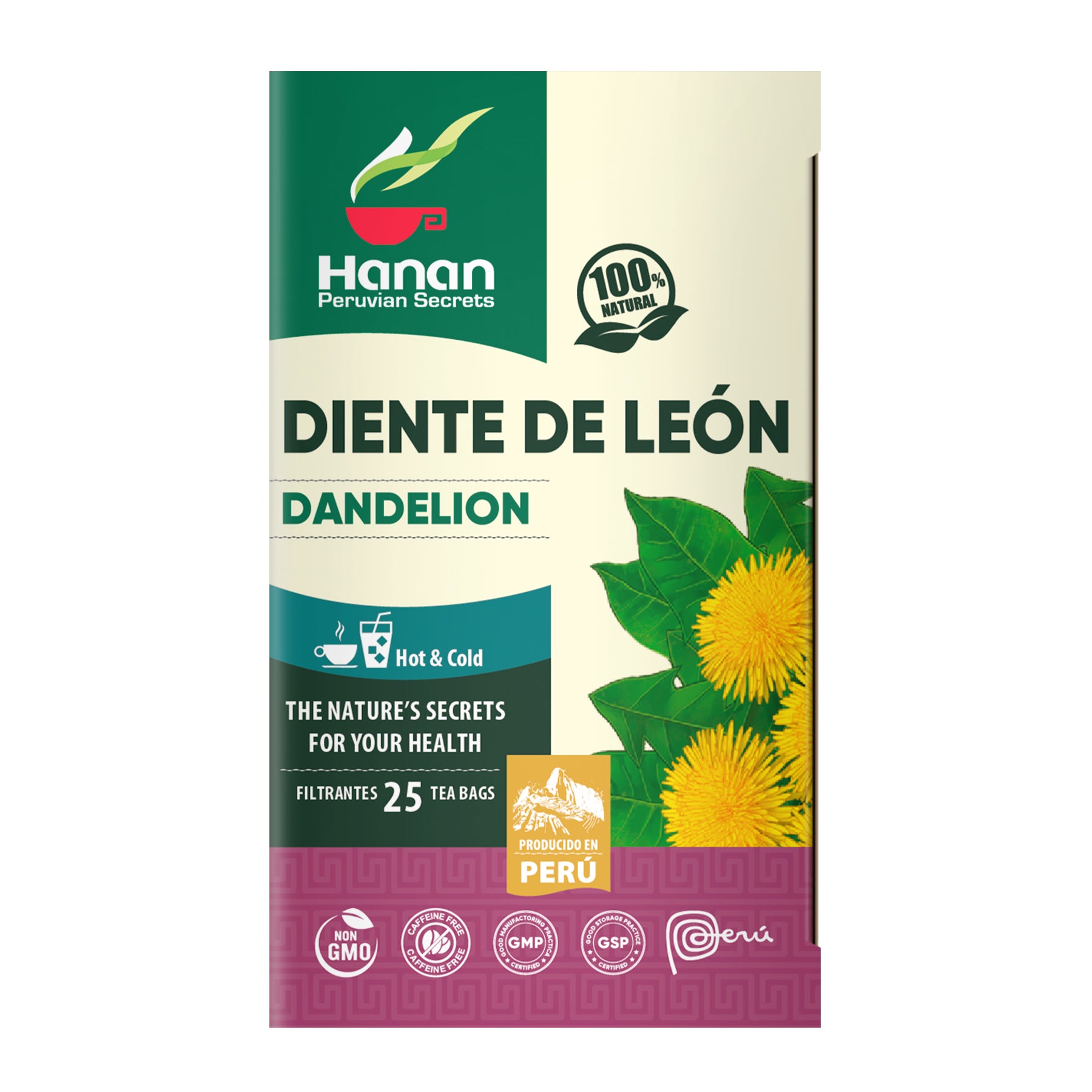 Dandelion Leaves Herbal Tea | Diente de Leon | 25 Teabags