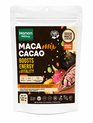 Hanan Mikhuy Maca Mix Cacao Molida | Maca Mix Cacao Powder from Peru, Vegan, Gluten-free - 3.5oz (100g)