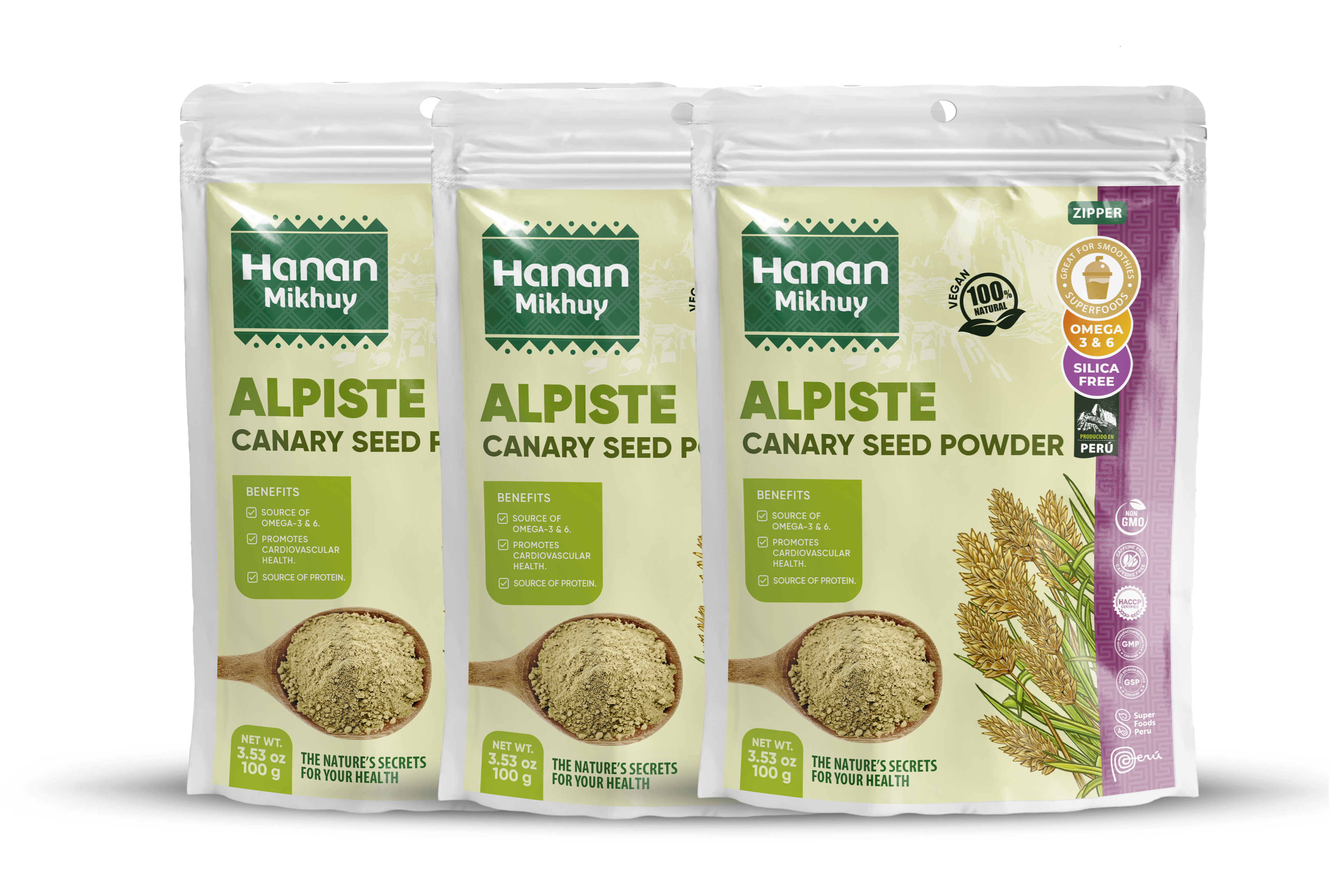 Hanan Mikhuy Alpiste Molida | Canary Seed Powder from Peru, Vegan, Non-GMO, Gluten-free, Keto for Smoothies & Recipes - 3.5oz (100g)