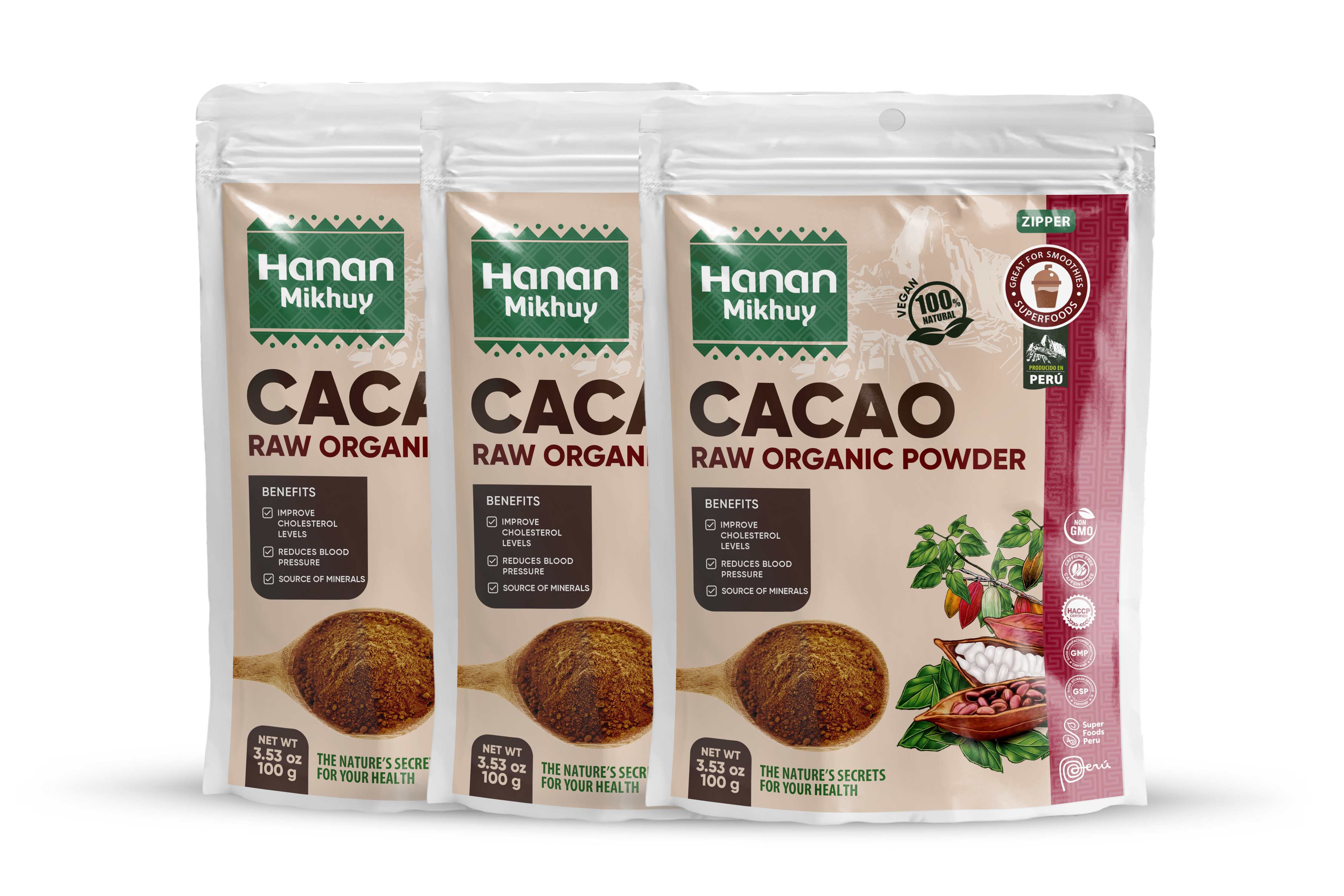 CACAO/COCOA Organic Superfood Powder, Source of fiber, Antioxidants, 3.5oz/100g