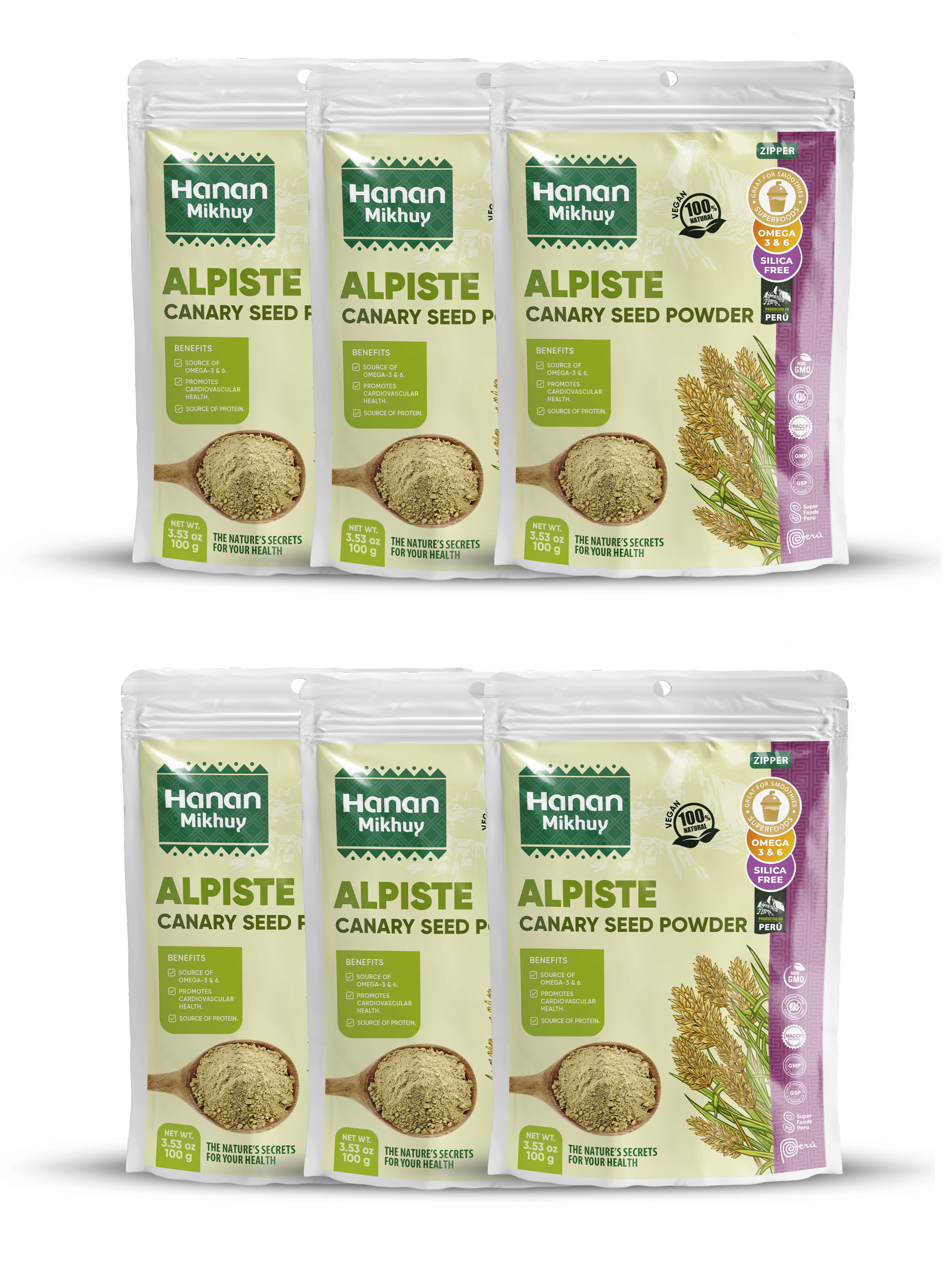 Hanan Mikhuy Alpiste Molida | Canary Seed Powder from Peru, Vegan, Non-GMO, Gluten-free, Keto for Smoothies & Recipes - 3.5oz (100g)