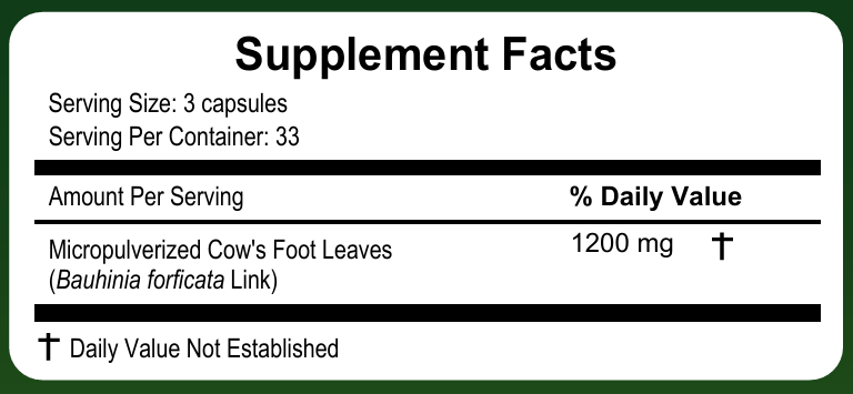 Cow’s Foot Leaves | Pata de Vaca | 100 Capsules