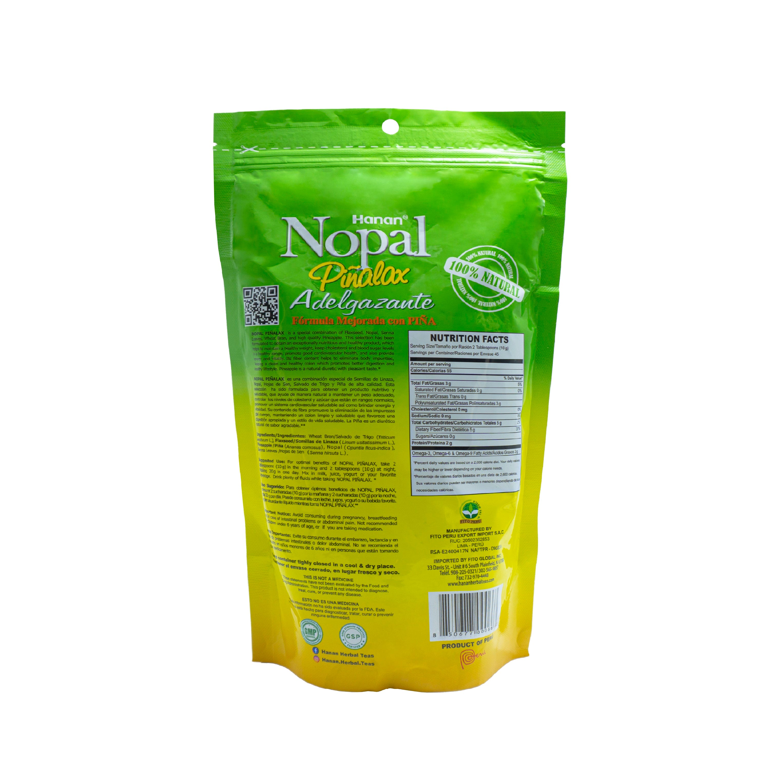 NOPAL PINALAX | 100% Natural High Fiber Blend Weight Control | 1Lb (454g)