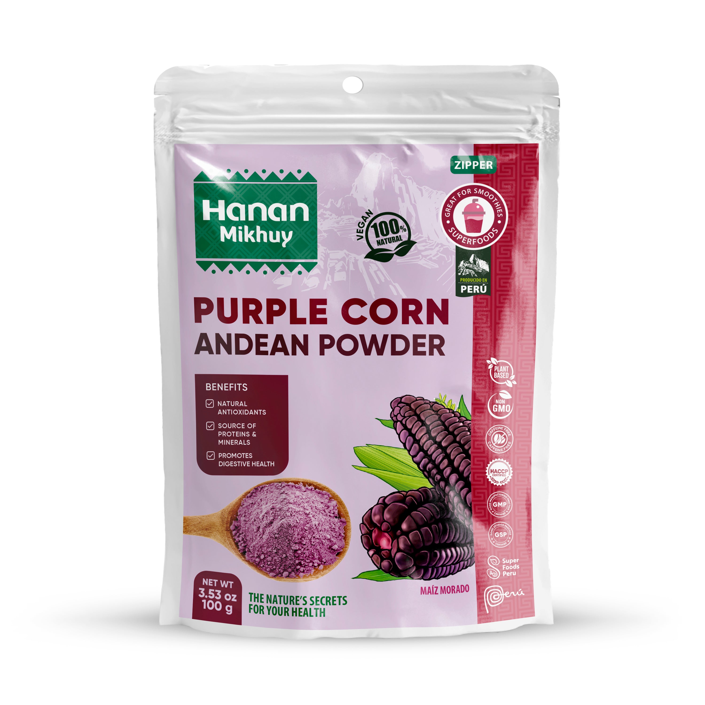 Hanan Mikhuy Purple Corn (Maíz Morado) Powder (Molido) from Peruvian Andes | 3.5oz (100g)