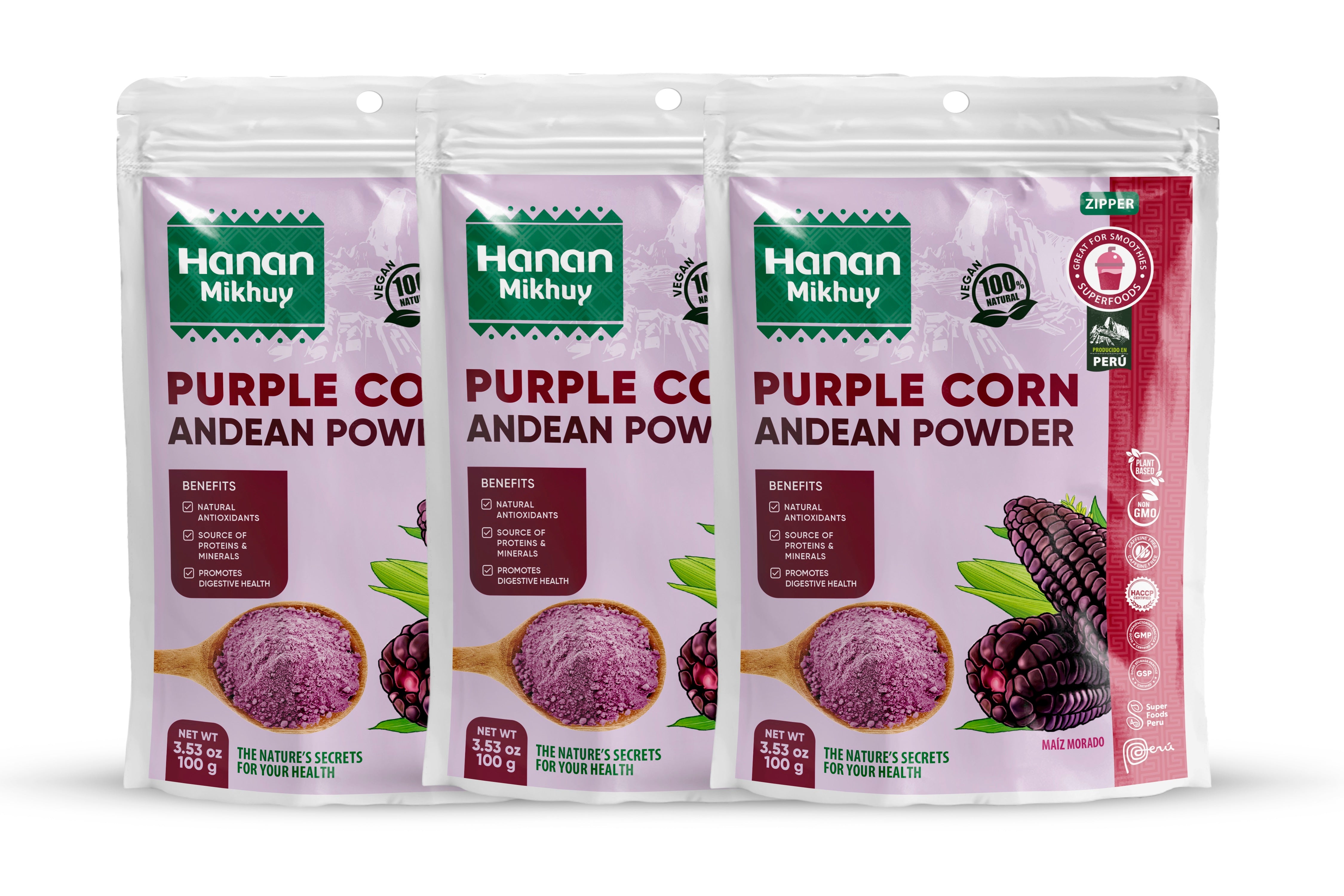 Hanan Mikhuy Purple Corn (Maíz Morado) Powder (Molido) from Peruvian Andes | 3.5oz (100g)