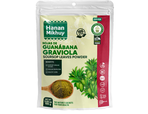 Hanan Mikhuy Soursop Leaf Powder | Hojas de Guanabana (Graviola) Molida | 3.5oz (100g)